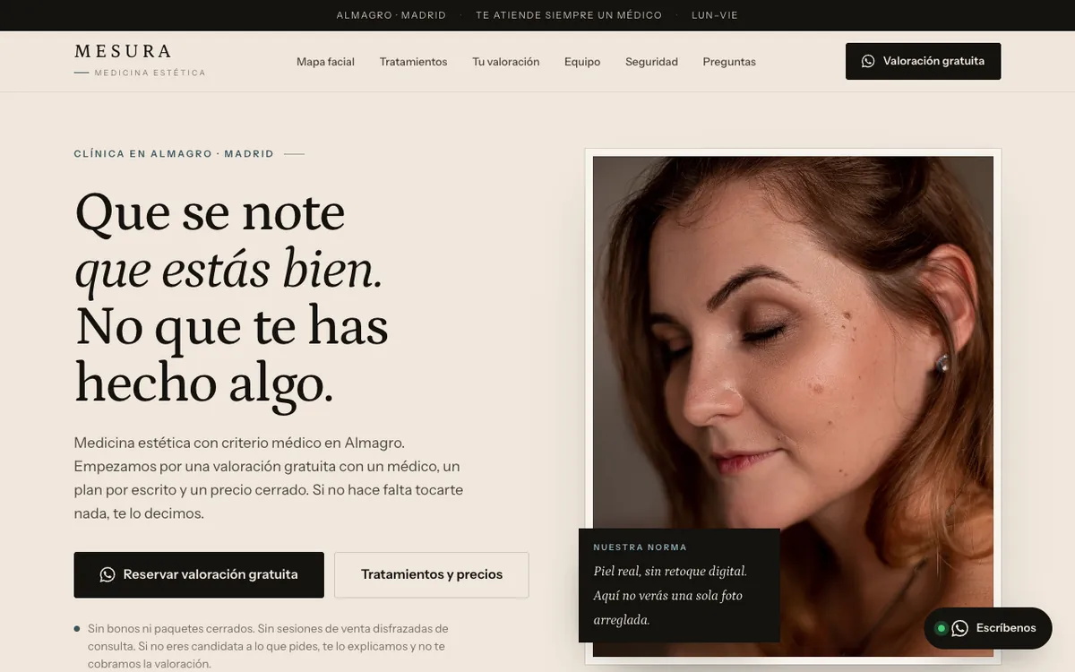 Web de muestra para Clínica estética