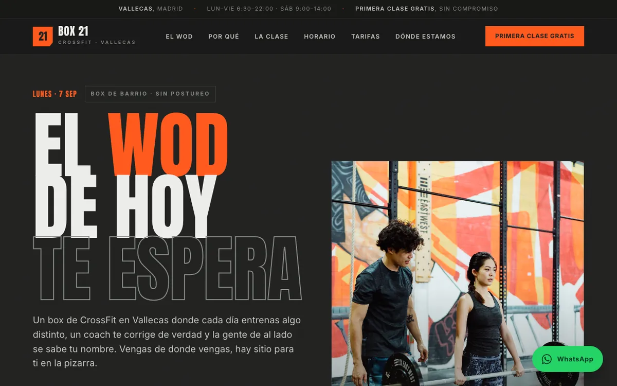 Web de muestra para Centro de CrossFit