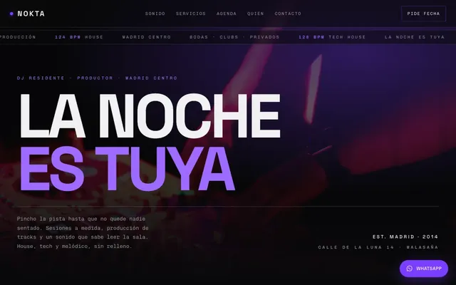 Portada de la web de muestra de DJ