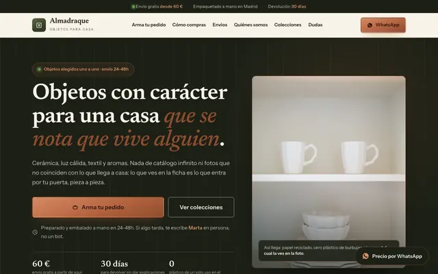 Portada de la web de muestra de tienda online