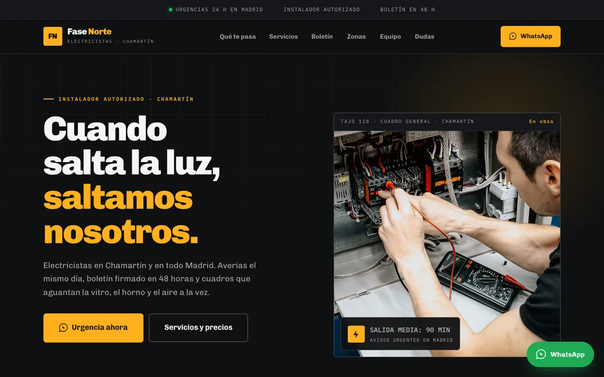 Web de muestra para Electricista