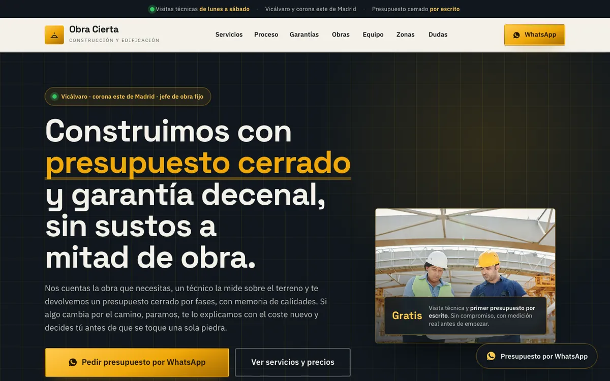 Web de muestra para Empresa de construcción