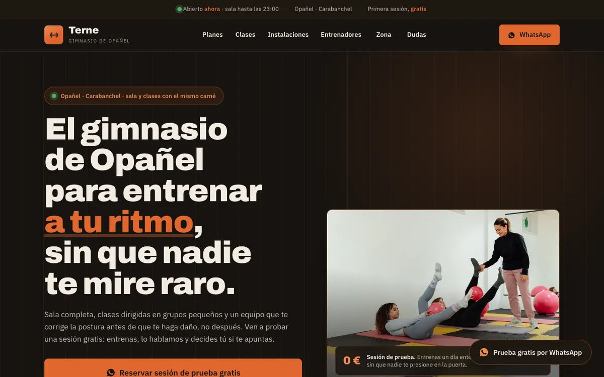 Web de muestra para Gimnasio