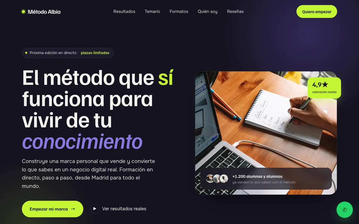Web de muestra para Infoproducto y cursos