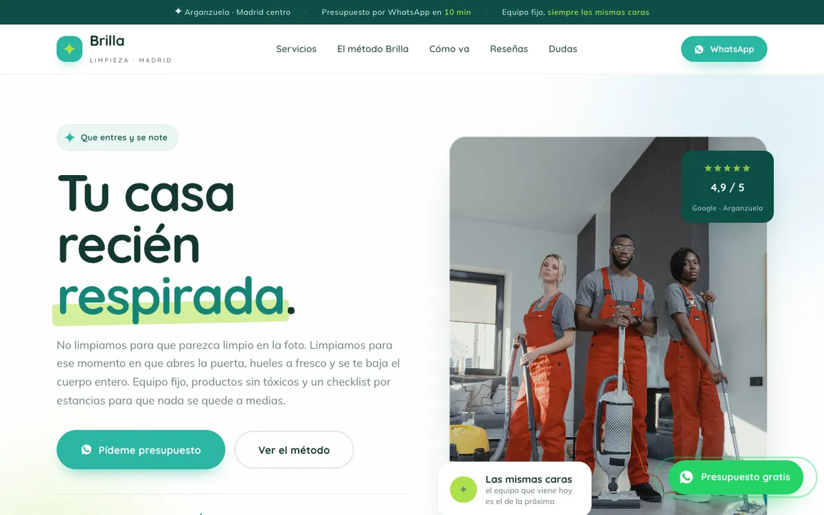 Web de muestra para Empresa de limpieza