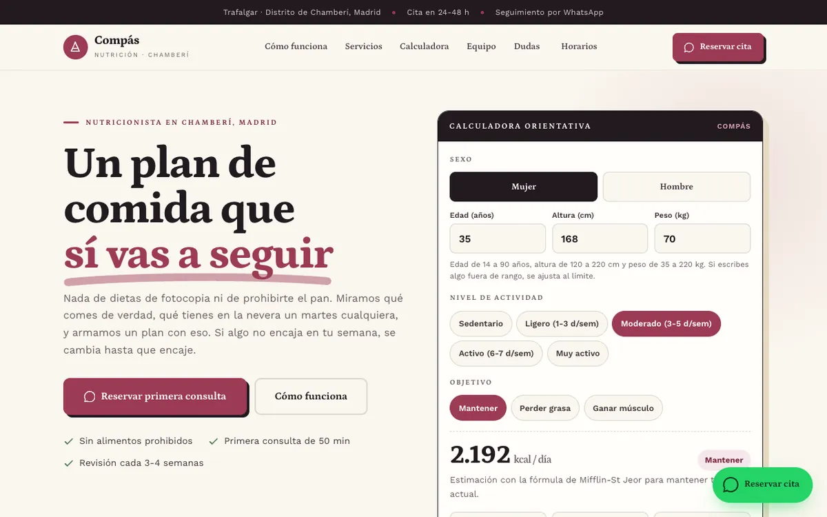 Web de muestra para Nutricionista