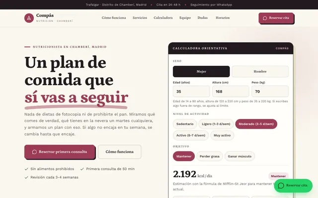 Web de muestra de Nutricionista