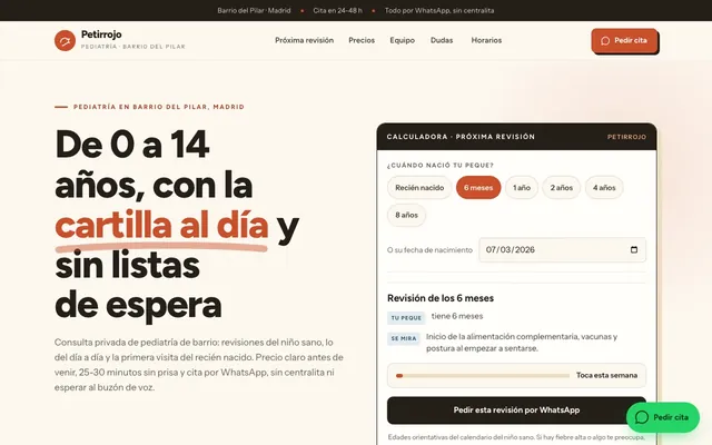 Portada de la web de muestra de pediatra