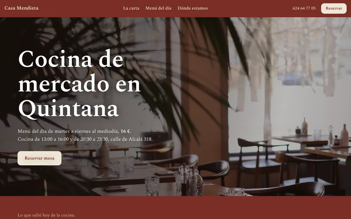 Web de muestra para Restaurante