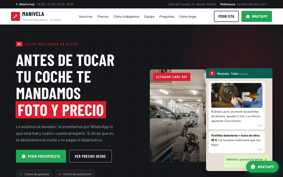 Web de muestra para Taller mecánico