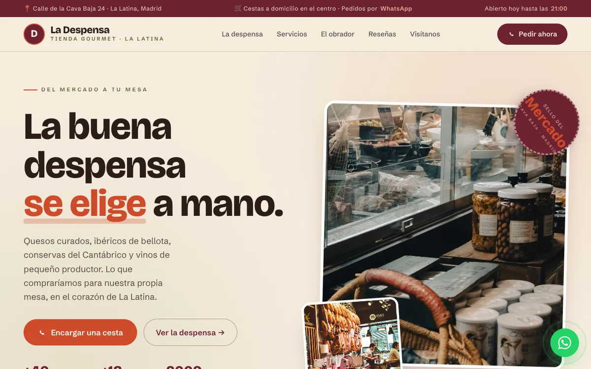 Web de muestra para Tienda de alimentación