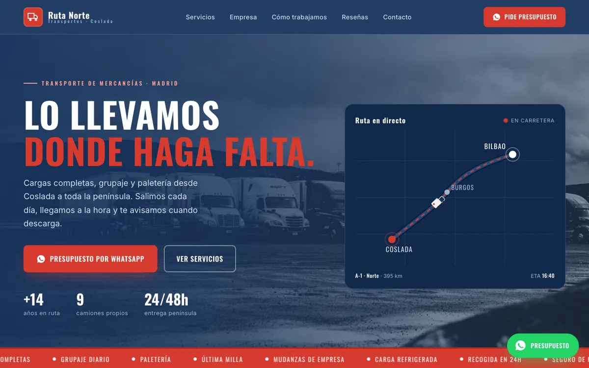 Web de muestra para Transportista