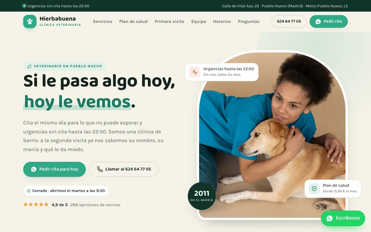 Web de muestra para Clínica veterinaria