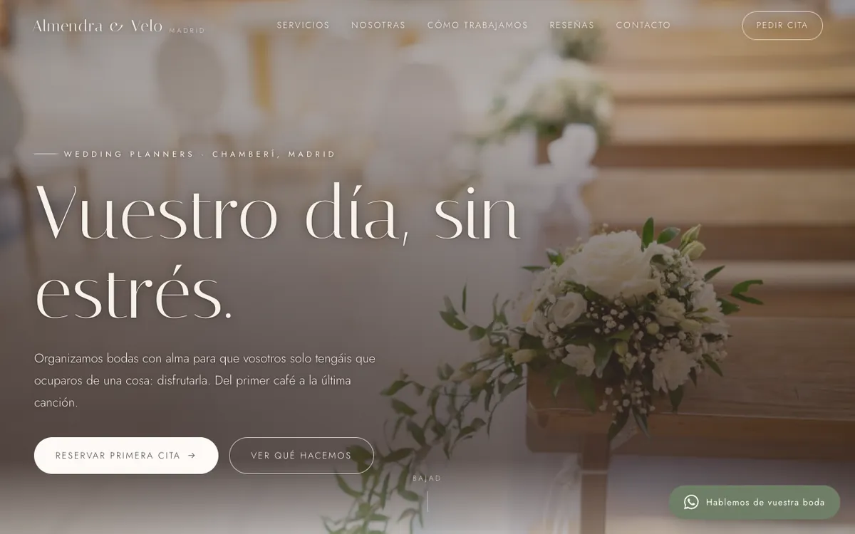 Web de muestra para Wedding planner